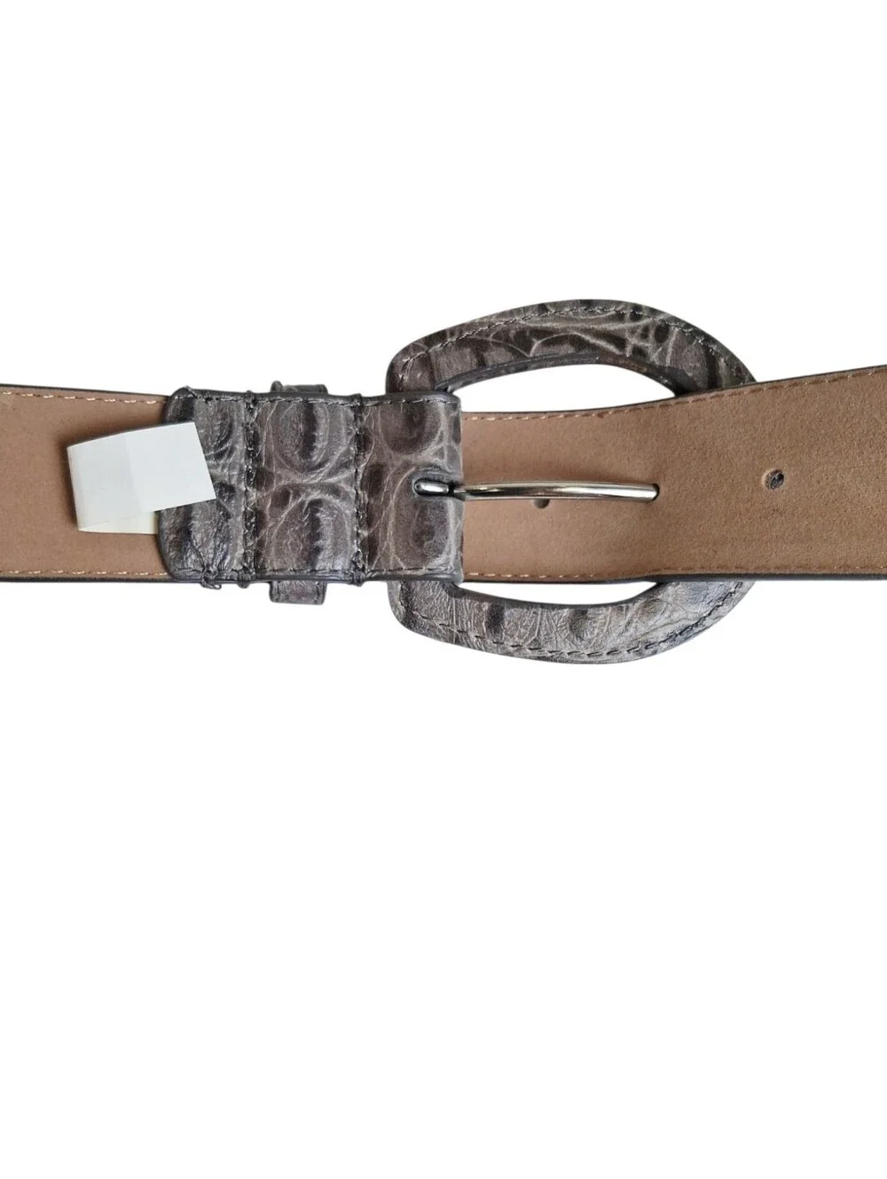Set of 2 Talbots Women's Belts: Black Calf Hair S & Gray Leather Embossed 32